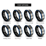font options for inside engraving on black & blue & grey lighthouse on cliff rings