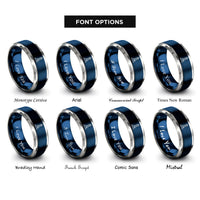 font options for inside engraving on blue & silver lighthouse on cliff rings