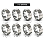 font options for inside engraving on grey lighthouse sailboat waves rings