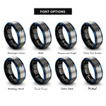 font options for inside engraving on black & blue & grey lighthouse silhouette beam rings