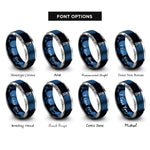 font options for inside engraving on blue & grey lighthouse silhouette beam rings