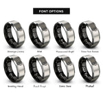 font options for inside engraving on black & gray lightning bolt rings