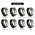 font options for inside engraving on black & gray lightning bolt rings