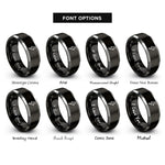 font options for inside engraving on black & grey lightning bolt rings