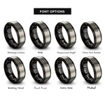 font options for inside engraving on black & silver lightning bolt rings