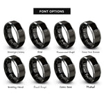 font options for inside engraving on black & gray lightning bolt rings