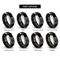 font options for inside engraving on black & gray lightning bolt rings