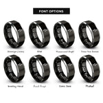 font options for inside engraving on black & gray lightning bolt rings