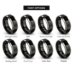font options for inside engraving on black & grey lightning bolt rings