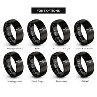 font options for inside engraving on black lightning bolt rings