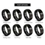 font options for inside engraving on black lightning bolt rings