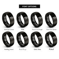 font options for inside engraving on black lightning bolt rings