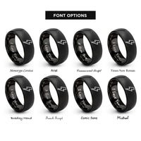 font options for inside engraving on black lightning bolt rings