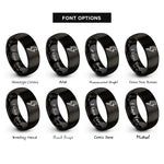 font options for inside engraving on black lightning bolt rings