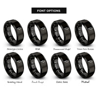 font options for inside engraving on black lightning bolt rings
