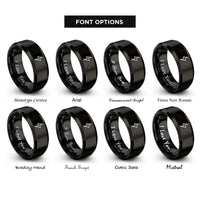 font options for inside engraving on black lightning bolt rings