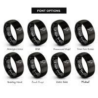 font options for inside engraving on black lightning bolt rings