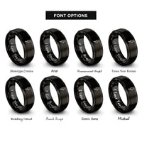font options for inside engraving on black lightning bolt rings