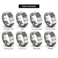 font options for inside engraving on grey lightning bolt rings