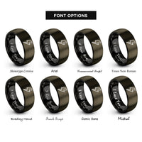 font options for inside engraving on gunmetal & black lightning bolt rings