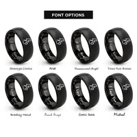 font options for inside engraving on black lightning plug rings