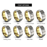 font options for inside engraving on gold & gray lily valley rings