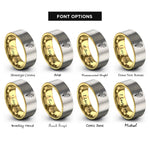 font options for inside engraving on gold & grey lily valley rings