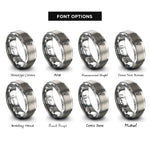 font options for inside engraving on silver lily valley rings