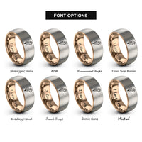 font options for inside engraving on rose gold & gray lily valley rings
