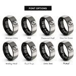 font options for inside engraving on black & grey lime wedge rings