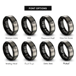 font options for inside engraving on black & grey lime wedge rings