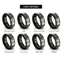 font options for inside engraving on black & grey lime wedge rings