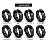 font options for inside engraving on black lime wedge rings