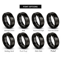 font options for inside engraving on black lime wedge rings