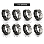font options for inside engraving on black & silver line art rings
