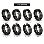 font options for inside engraving on black & grey line art rings