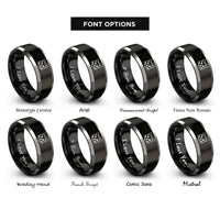 font options for inside engraving on black & grey line art rings
