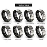 font options for inside engraving on black & grey line art rings