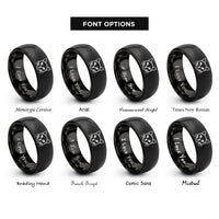 font options for inside engraving on black line art rings