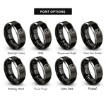 font options for inside engraving on black & gray line chart rings