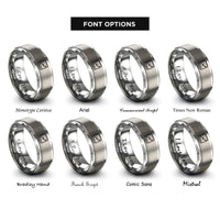 font options for inside engraving on silver line chart rings