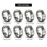 font options for inside engraving on grey line chart rings