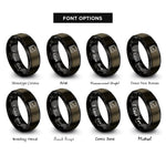 font options for inside engraving on gunmetal & black line chart rings