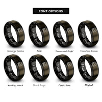 font options for inside engraving on gunmetal & black line chart rings