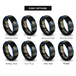 font options for inside engraving on gunmetal & blue line chart rings