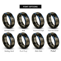 font options for inside engraving on gunmetal & blue line chart rings