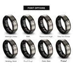 font options for inside engraving on black & gray line graph rings