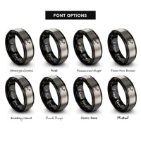 font options for inside engraving on black & gray line graph rings