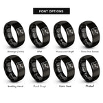 font options for inside engraving on black line graph rings