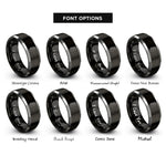 font options for inside engraving on black & silver line headstock rings